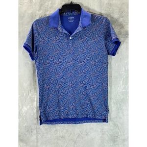 BONOBOS Men's Navy Printed Slim-Fit Short-Sleeve Polo Shirt SZ M